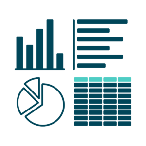 A visual representation of data using a graph, pie chart, and bar graph. These charts help analyze and compare performance metrics and trends across different dashboards, aiding decision-making.