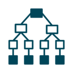 Tree diagram showing hierarchical data categories with branches connecting boxes or circles to reveal parent-child relationships.