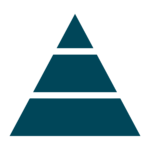 A pyramid chart with a triangular shape divided into sections to represent data levels of importance.